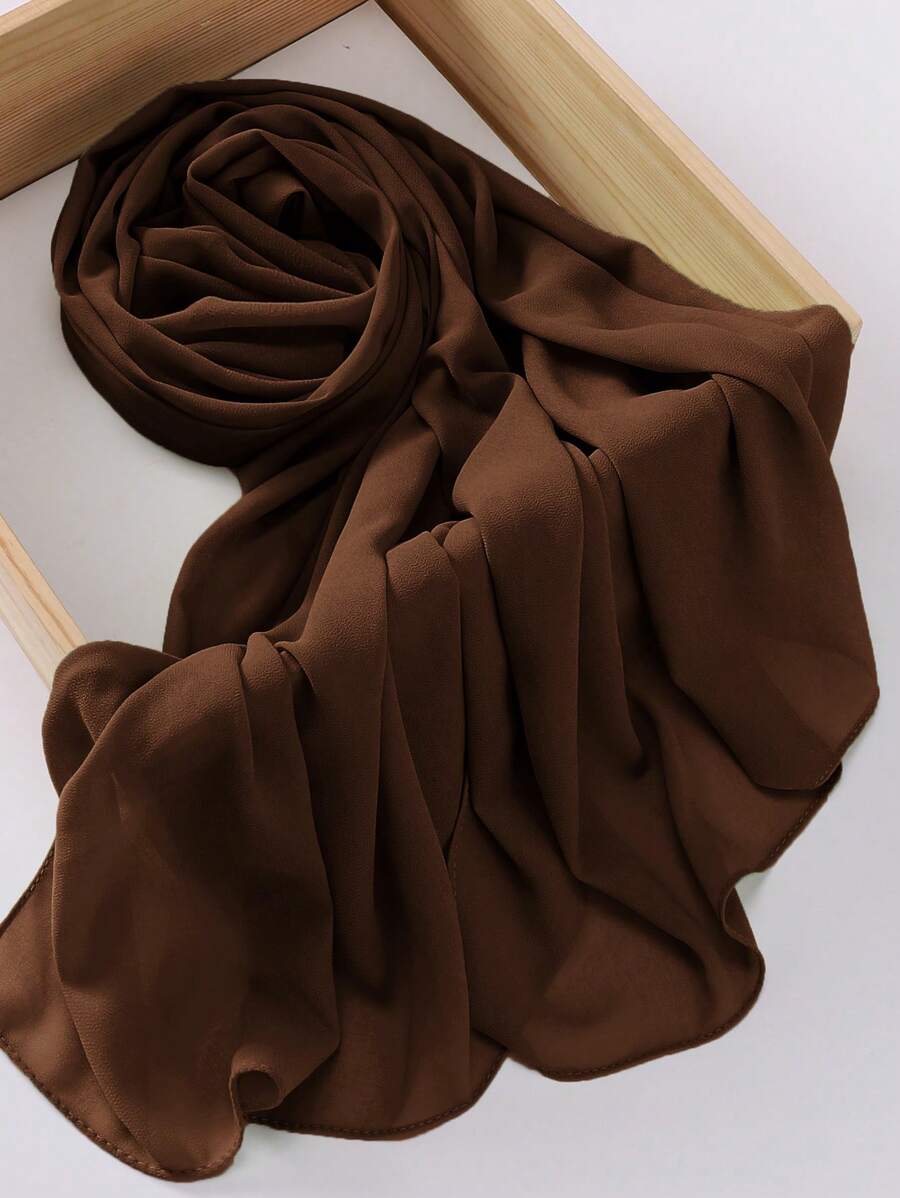 1pc Chiffon Hijab Scarf Winter Fall - Bronze - View 1