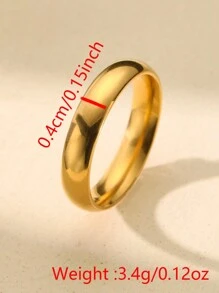 1枚时尚锆石戒指，采用金色不锈钢材质，精致珠宝戒指，女士款 - 金色 - 查看 5