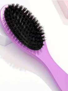 1pc Oval Shaped Purple Wood Hair Brush, Suitable For Daily Hairstyle Care,Hair Brush,Comb,Hair Tools,Hair Products And Accessories For Barber Salon Beauty Travel Essentials