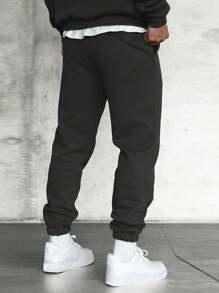 Men's Fashionable Hooded Fleece Sweatsuit Set, Autumn & Winter - Dark Grey - View 5