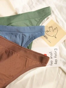 3 Piezas Bragas Suaves Y Cómodas Para Mujeres. Elegantes Y Con Color Sólido. Panties Elásticos Perfectos Para Usar Todos Los Días. Ropa Interior Y Lencería Para Mujeres