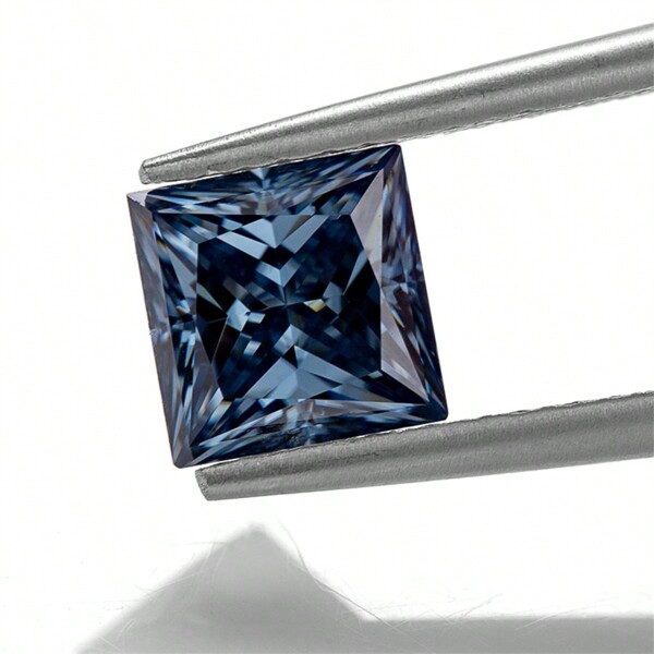 1pc High-End Loose Moissanite Princess Cut Cornflower Blue Jewelry Gemstone, VVS