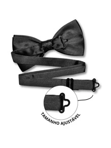 男士萬用蝴蝶領帶，適用於正式場合和商務裝 - 黑色 - 查看 3