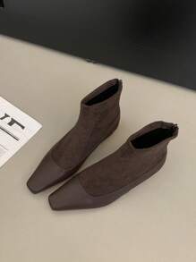 Damen Ankle Boots mit Blockabsatz und Keilabsatz, Kurzschaftstiefel, Damenschuhe mit mittlerem Absatz