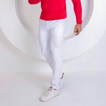 Urban Zone Jeans Men's Tailored Trousers, Slim Fit Twill Denim With Elastane - 白色 - 查看 3