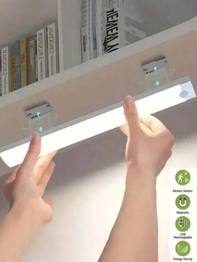 1 件/2 件 LED 无线运动传感器橱柜灯，磁性 USB 可充电夜灯（10/20/30/50 厘米），适用于厨房、卧室、橱柜、衣柜、楼梯、走廊的照明（请观看视频了解安装指南）