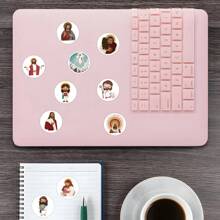 500 piezas Pegatinas de rollo con cinta circular-Pegatinas de Jesús Vinilos para scrapbooking, diarios, portátiles, parachoques, monopatines, botellas de agua, computadoras, teléfonos, dibujos animados, anime - Multicolor - Ver 7