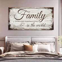 1pcs Family Quotation Framed Canvas Wall Art - Inspirational Family Is The Most Important Thing Art Print, Wood Frame, Modern Farmhouse Style Decor, Art Deco Poster For Living Room, Bedroom, Dining Area Room Decor Bathroom Deccor Home Decor - 彩色 - 查看 1