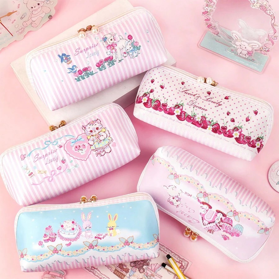 1pc Fashionable New Large Capacity Student Pencil Case, Cute Pencil Bag - Multicolor - View 1