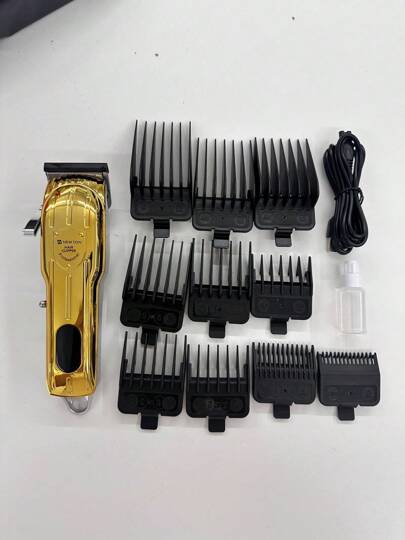 Máquina de cortar cabelo profissional sem fio recarregável new wion Dourada