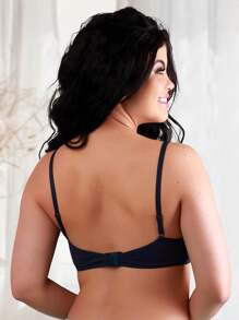 Basic Soft Wire-Free Bra With Comfortable Polyamide Cup And Adjustable Strap REF: 1080 - Navy Blue - View 2