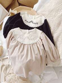 1 pièce Robe de princesse style palais vintage brodée pour les filles, automne