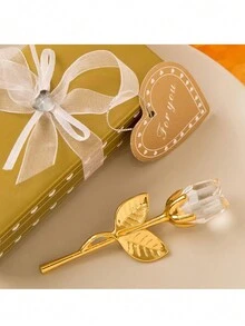 1pc Mini Glass Rose Crystal Flower Artificial Flower Decoration For Office Desktop, Wedding, Party, Valentine's Day Gift (Gift Boxed, Random Gift Box Color) - Multicolor - View 14