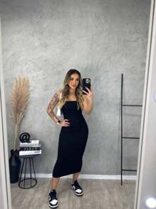 KIT 2 Midi Long Strapless Dresses In Unlined Fabric Without Pads - Rỉ Nâu - Xem 3