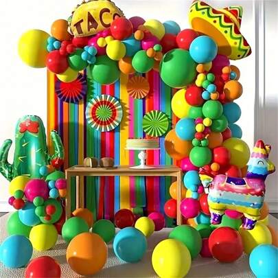 157pcs/30pcs Multi-Color Carnival Balloon Set Cactus Camel Aluminum Film Balloon Suitable For Birthday Party Carnival Queuing Single Party And Other Party Balloon Decoration Arrangement Photo Taking