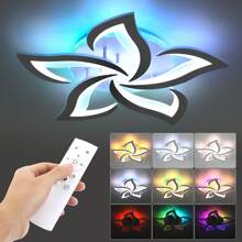 OYAJIA Modern LED Ceiling Lighting, 5 Head Star LED Backlight Ceiling Light Dimmable With Remote Control, 55W 5000LM LED Ceiling Lamp For Living Room Bedroom Kitchen Dining Room, Diameter 60 Cm,With RGB Backlight - White - View 2