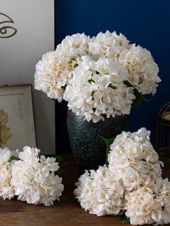 MEHELANY 1Pc Milky White Artificial Hydrangea Real-Looking Silk Hydrangea Flower Arrangements High Quality Fake Floral Brunch For DIY Wedding Bouquet Party Home Living Room Kitchen Garden Hotel Office,DIY Halloween Christmas Thanksgiving Supply, Fall Home Garden Party Decor,DIY Arch Wreath Decorations, For Girls Gift