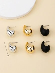 6pcs/Set Classic And Fashionable Multicolor Teardrop Stud Earrings For Women, Ideal For Dating, Vacation, Daily Wear And Gift Jewelry