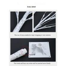 1pc 55/240 LED White Birch Tree Light, Warm White, USB & 3AA Battery Powered (Batteries Not Included), Multi-Function Modes, Holiday (Christmas, Halloween, Thanksgiving) Decoration Tree, Thanksgiving Gift, Easter Party Decor - Warm white light - View 10