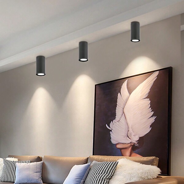 GU10 Einbauleuchte für die Decke, einzelner gerader Leuchtkopf, Aluminium, Schwarz/Weiß, Retro-Stil, geeignet für GU10 Glühbirnen, mit/ohne Glühbirne, einfache Installation, direkt verdrahtet, geeignet für Ausstellungsraum, Leseraum, Esszimmer, Bar, Schlafzimmer, Café, Wohnzimmer, Bekleidungsgeschäft