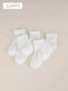 5 peças/conjunto novas meias curtas versáteis sólidas brancas, respiráveis, macias, xadrez, outono, inverno, primavera, verão, meias fofas estilo escolar, infantil, criança, menino, menina, estudante