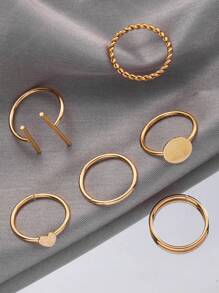 多件套韩式简约指节戒指，多种设计可选，温柔优雅的配饰，夏季日常佩戴珠宝礼物 - 戒指套裝 - 查看 8