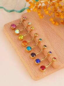 1 buc inel la modă din oțel inoxidabil cu zirconiu cubic, inel pentru buric potrivit pentru buric, bijuterii pentru piercing pentru buric, bară de piercing pentru buric, inele pentru buric, unghii pentru buric, inele pentru buric, bijuterii pentru piercing pentru buric pentru femei și fete, purtare zilnică