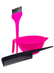 KUAILE BIJUX Professional Hair Dye Kit 3 Pieces Comb + Bowl + Brush - 玫紅色 - 查看 2