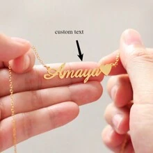 心形定制姓名项链、玫瑰金姓名项链、精致姓名项链、独特姓名项链、情人节礼物、周年纪念礼物 - Gold(金色) - 查看 1