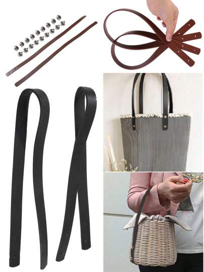 2pcs Bag Strap Removable, PU Handle Shoulder Strap DIY Replacement Accessories Handbag Strap Handle Strap, Handbag Accessories Handbag Strap Handle Accessories Handbag Replacement Strap,Rivets For Metal Fittings