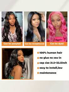 Body Wave Lace Front Wigs Human Hair 13x4 HD Transparent Lace Frontal Wig Pre Plucked With Baby Hair 180% Density Brazilian Wigs For Black Women Natural Color