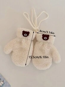 1 st. Kinderhandschoenen Winter Warm Pluche Hang Nek Handschoenen Jongens Meisjes Cartoon Beer Baby Winddichte Volledige Vinger Handschoenen Voor Buitenspelen, Geschikt Voor 2-5 Jaar Oud