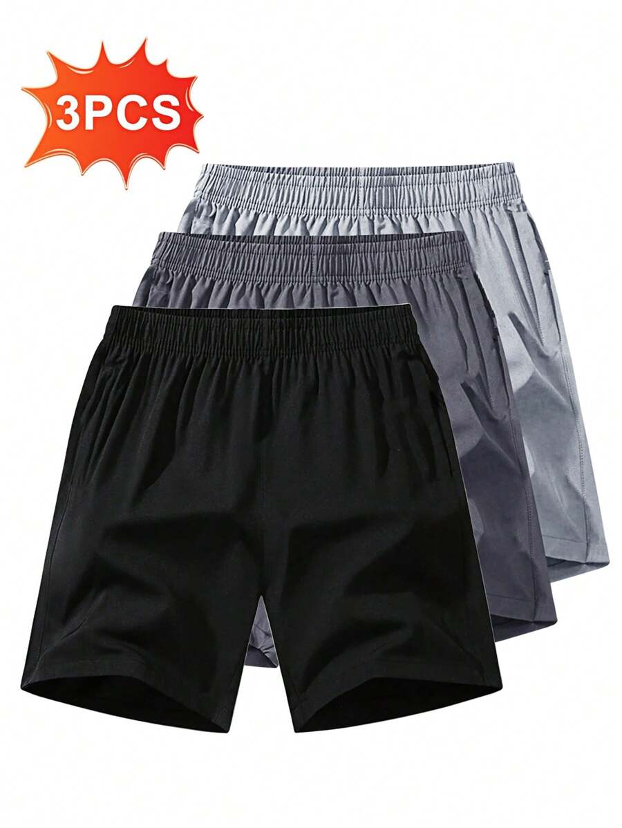 3PCS Short Deportivos Hombre, Shorts Casual y Cómodos de Algodón con Bolsillos, Pantalones Cortos para Deporte, Entrenamientos y Hoga - Multicolor - Ver 1