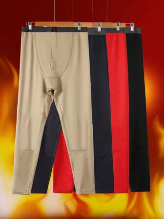 Heren zwart & goudkleurige thermische casual broek, herfst & winter