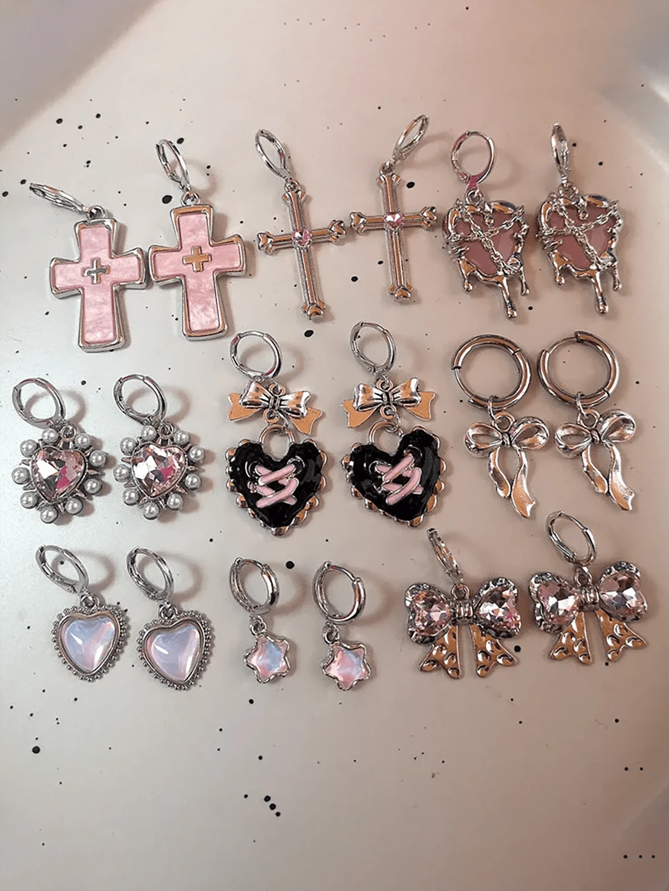 2件套Y2K风格彩色星星耳环，甜美梦幻粉色水晶星星耳钉，时尚首饰配饰，女士礼物