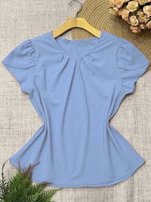 Women's Fashion Blouse - Baby Blue - View 1