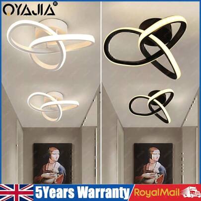 OYAJIA LED Ceiling Light, Modern Ceiling Lamp 24W 1200LM, Indoor Black / White Ceiling Light For Bedroom Kitchen Hallway Office Living Room, Diameter 25cm, 3500K Warm White