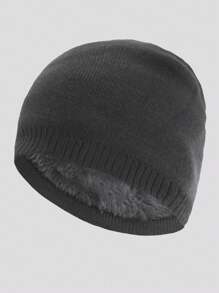 1 pieza Gorro de punto casual cómodo y cálido para hombre, de doble capa con forro térmica, gorro grueso y de moda para deportes al aire libre, ciclismo, viaje, uso diario, Halloween