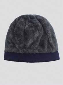 1 pieza Gorro de punto casual cómodo y cálido para hombre, de doble capa con forro térmica, gorro grueso y de moda para deportes al aire libre, ciclismo, viaje, uso diario, Halloween