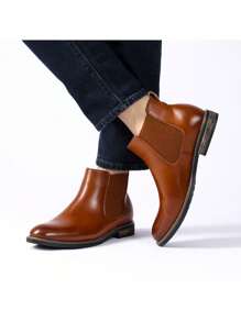 Men's Suede Leather Chelsea Boots Ankle Boots  Round Toe, Low Heel, Mid-Cut, All-Match Ankle Boots - NÂU-PU - Xem 9