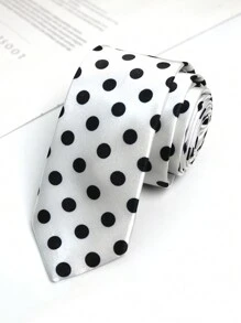 1 条纤细波尔卡圆点手工领带，适合日常休闲和派对穿着