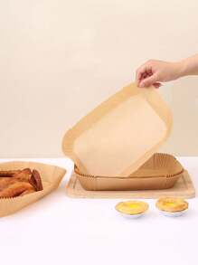50/100pcs Rectangular Air Fryer Liners, Disposable Paper Baskets, Oil-Proof, Waterproof, Non-Stick Baking Paper, Suitable For Frying, Baking, Microwave Heating, Oil-Proof, Non-Stick Silicone Paper