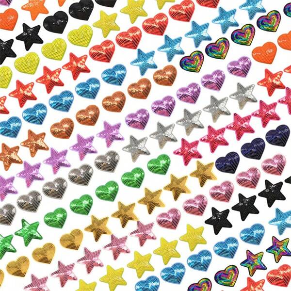 Pacote com 10 remendos de lantejoulas brilhantes - apliques bordados para passar a ferro/costurar na moda para roupas, vestidos, chapéus, jeans, acessórios de reparo DIY, formas mistas e multicoloridas