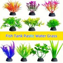 10株仿真水族箱植物 - PVC材质，逼真水生植物，DIY水族箱造景装饰，适用于中小型水族箱 - 彩色 - 查看 3
