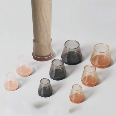 12pcs/Set Felt Furniture Leg Covers, Transparent Silicone Chair Leg Protectors, Desk Mats, Chair Pads For Floor Protection In Dining Room, Hotel, Cafe