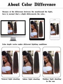 Passion Twist Hair 18/24/30/36 英寸，4 件装水波钩针发，长波西米亚卷发编织发，适用于 Passion Twist 钩针发，钩针辫，弹簧扭结钩针辫子接发 - 漸層棕色 - 查看 6