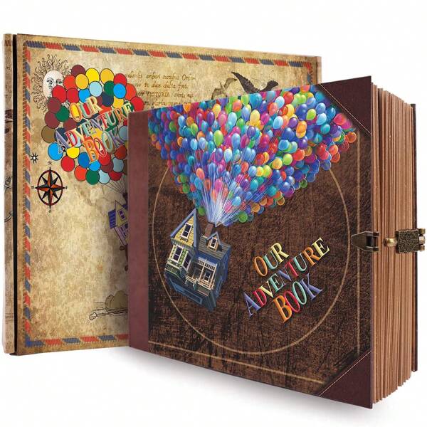 OUR ADVENTURE BOOK Ein Abenteuerbuch-Scrapbook-Fotoalbum, Reisetagebuch-Set im Retro-Stil mit geprägtem Briefumschlag für Paare, Erinnerungsbuch für Jahrestage, Hochzeiten, Geschenke zum Valentinstag