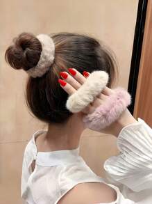 10 件装女孩糖果色毛绒发圈弹性发带头带，适合日常使用 - 彩色 - 查看 4