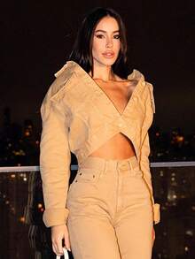 Women's Cropped Twill Jacket - 卡其色 - 查看 1