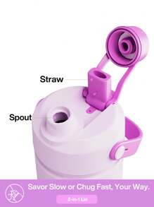 26 盎司保温水瓶，带二合一吸管和壶嘴盖，保冷 24 小时，防漏，双层不锈钢水瓶，适合运动、健身、旅行和上学 - 淡紫色 - 查看 5